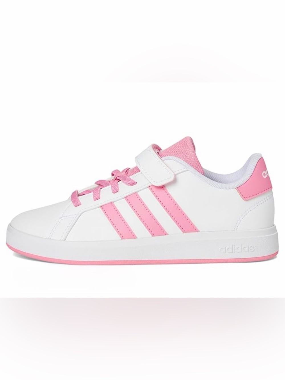 Adidas Grand Court 2.0 Girls White and Pink Low-Top Sneakers - Size US 3